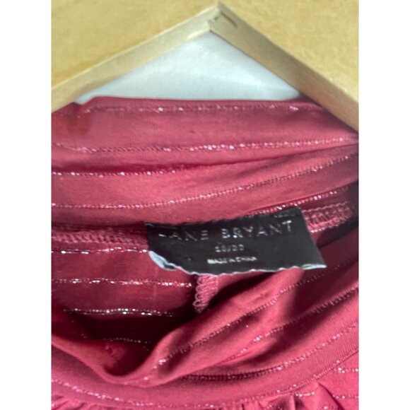 Lane Bryant Metallic Stripe Blouse size 18/20 Maroon - Picture 2 of 7